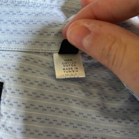 Emporio Armani Men's Blue Striped Long Sleeve‎ Button-Up Shirt M - Picture 13 of 16